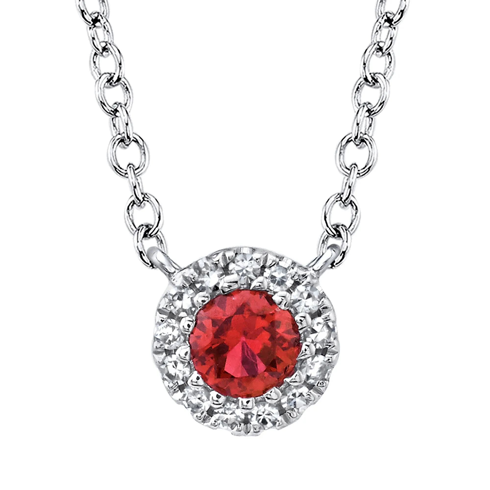 0.04CT DIAMOND & 0.14CT RUBY 14K W/G NECKLACE