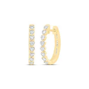 0.37cttw Heart Diamond Hoop Earrings 10k Yellow Gold Womens