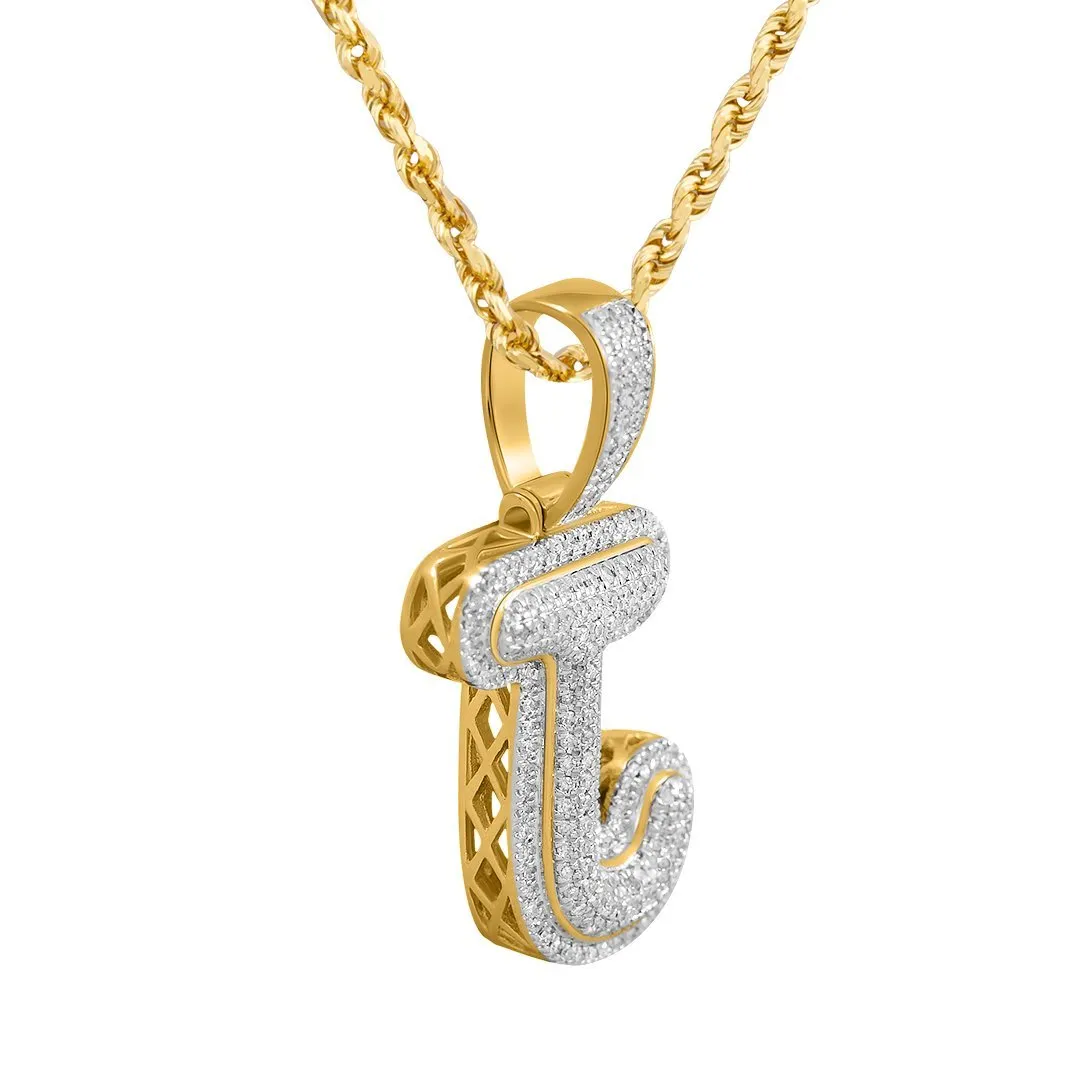 10k Yellow Gold Diamond J Pendant 0.29 Ctw