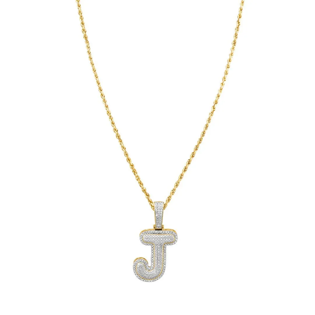 10k Yellow Gold Diamond J Pendant 0.29 Ctw