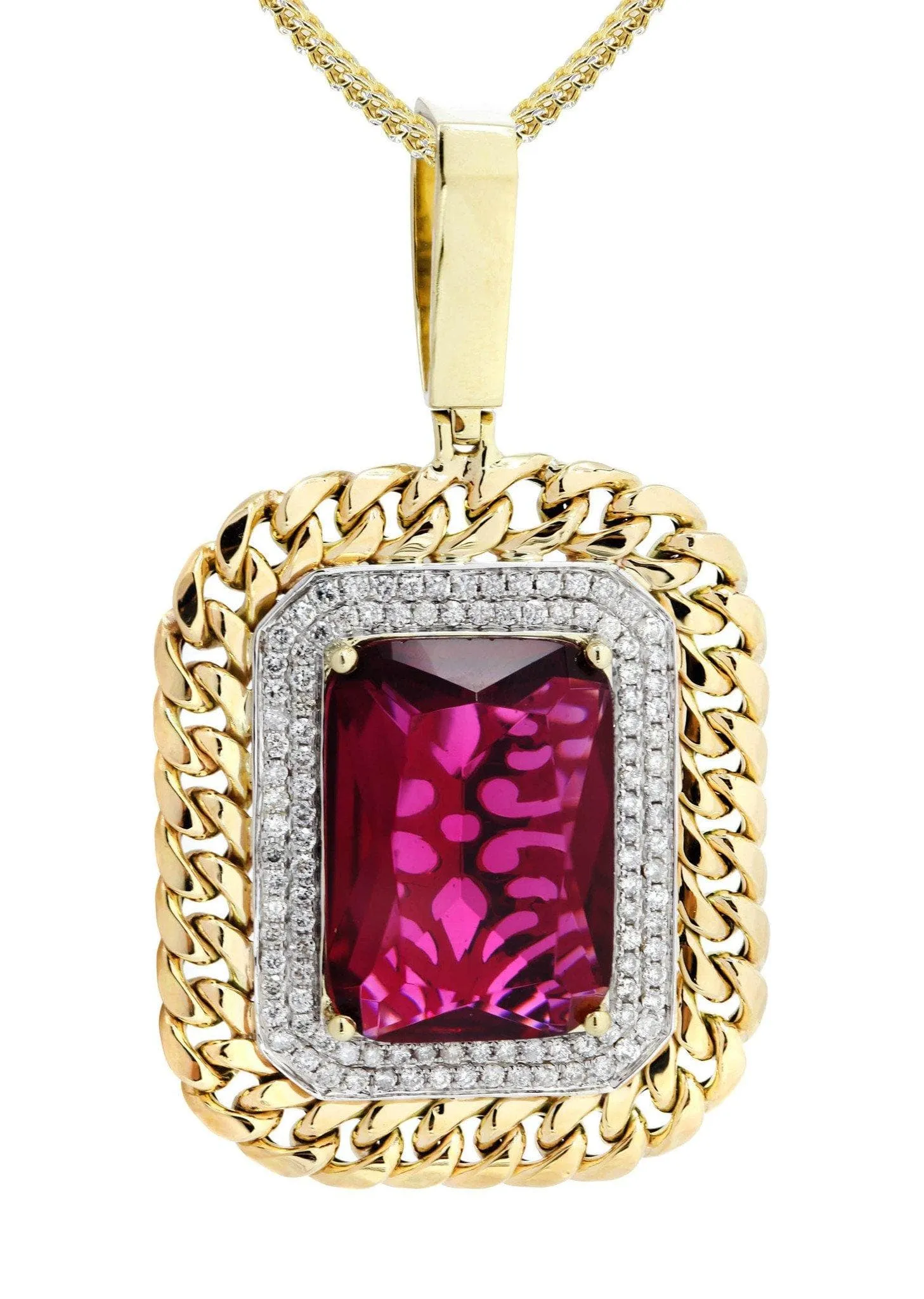 10K Yellow Gold Ruby Diamond Necklace  | 1.43 Carats