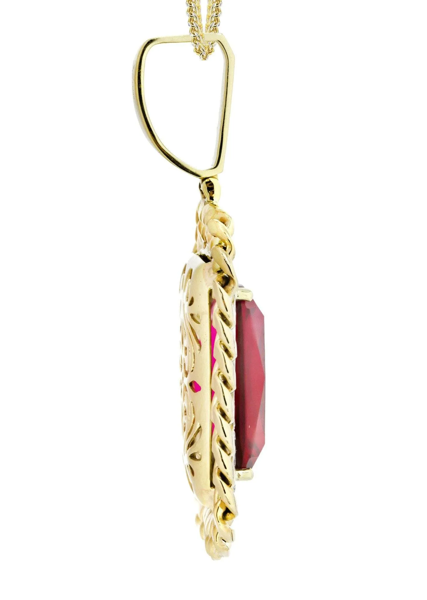 10K Yellow Gold Ruby Diamond Necklace  | 1.43 Carats