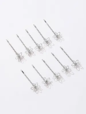 10pcs Flower Decor Bobby Pin for Women Barrette Styling Hair Accessories