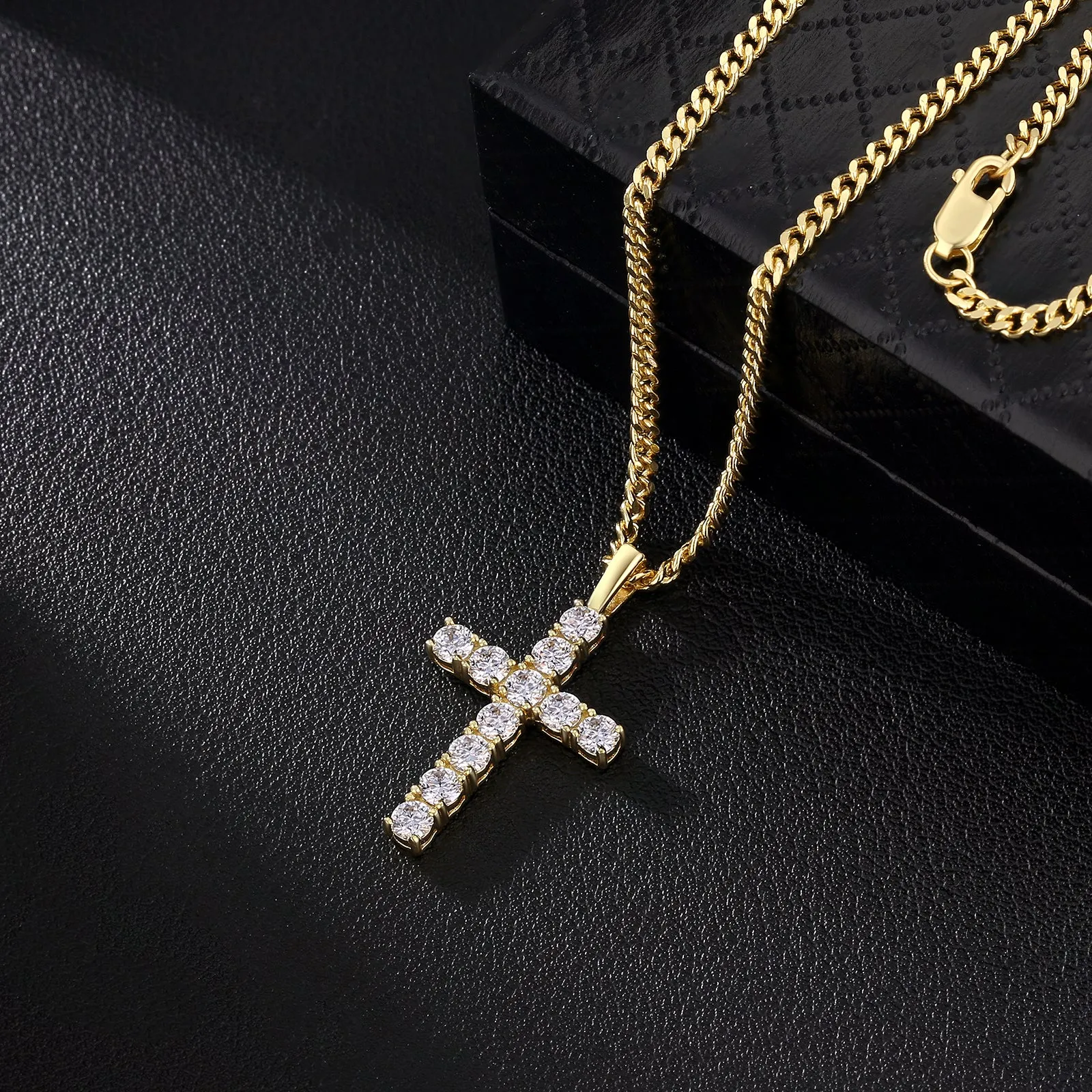 1.10 Carats VVS1 Moissanite Cross Pendant for Men 14K Gold/ White Gold