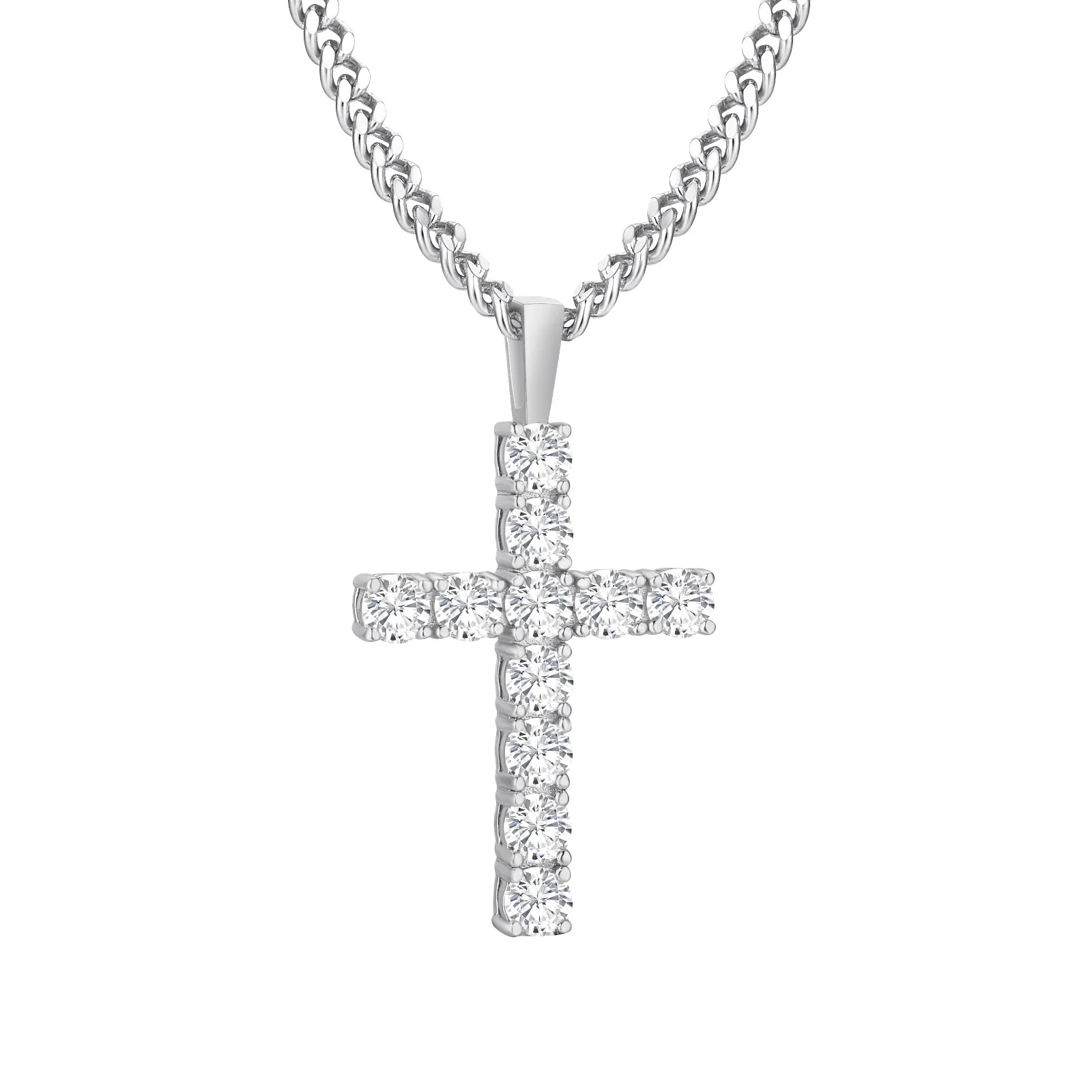 1.10 Carats VVS1 Moissanite Cross Pendant for Men 14K Gold/ White Gold