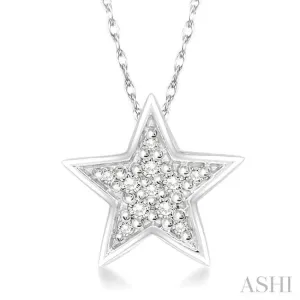 1/10 Ctw Star Cutout Round Cut Diamond Pendant With Link Chain in 10K White Gold