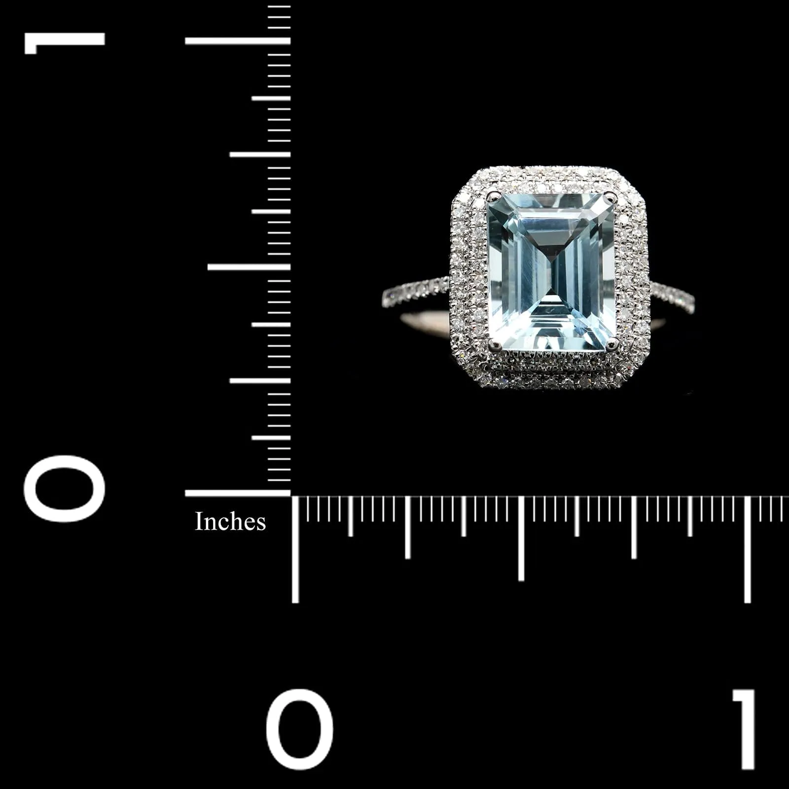 14K White Gold Estate Aquamarine and Diamond Ring