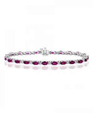 14K White Gold Ruby & Diamond Tennis Bracelet