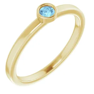 14K Yellow 3 mm Natural Aquamarine Ring