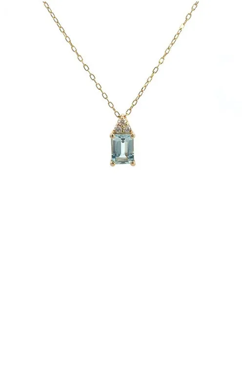 14K YELLOW GOLD AQUAMARINE PENDANT WITH DIAMOND   G14963