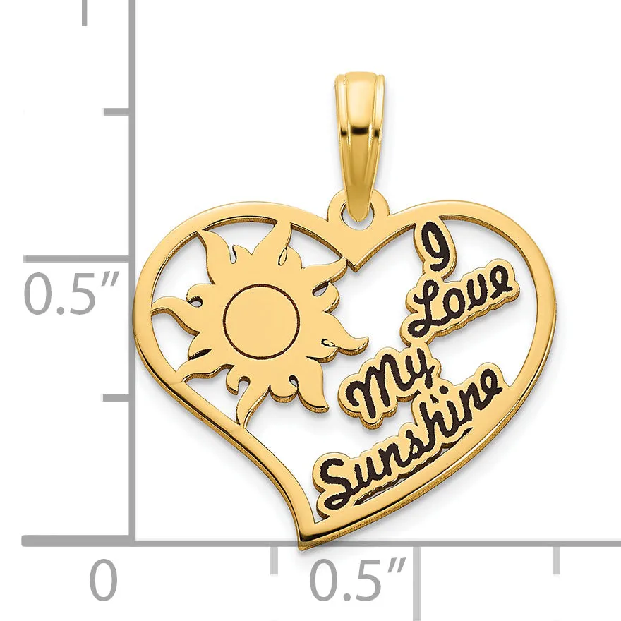 14k Yellow Gold Epoxy I Love My Sunshine Heart Pendant