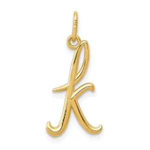 14K Yellow Gold Lower Case Script Letter K Initial Pendant