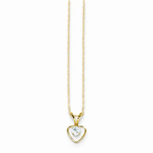 14K Yellow Gold Madi K Aquamarine Heart Birthstone Necklace