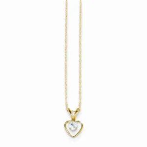 14K Yellow Gold Madi K Aquamarine Heart Birthstone Necklace