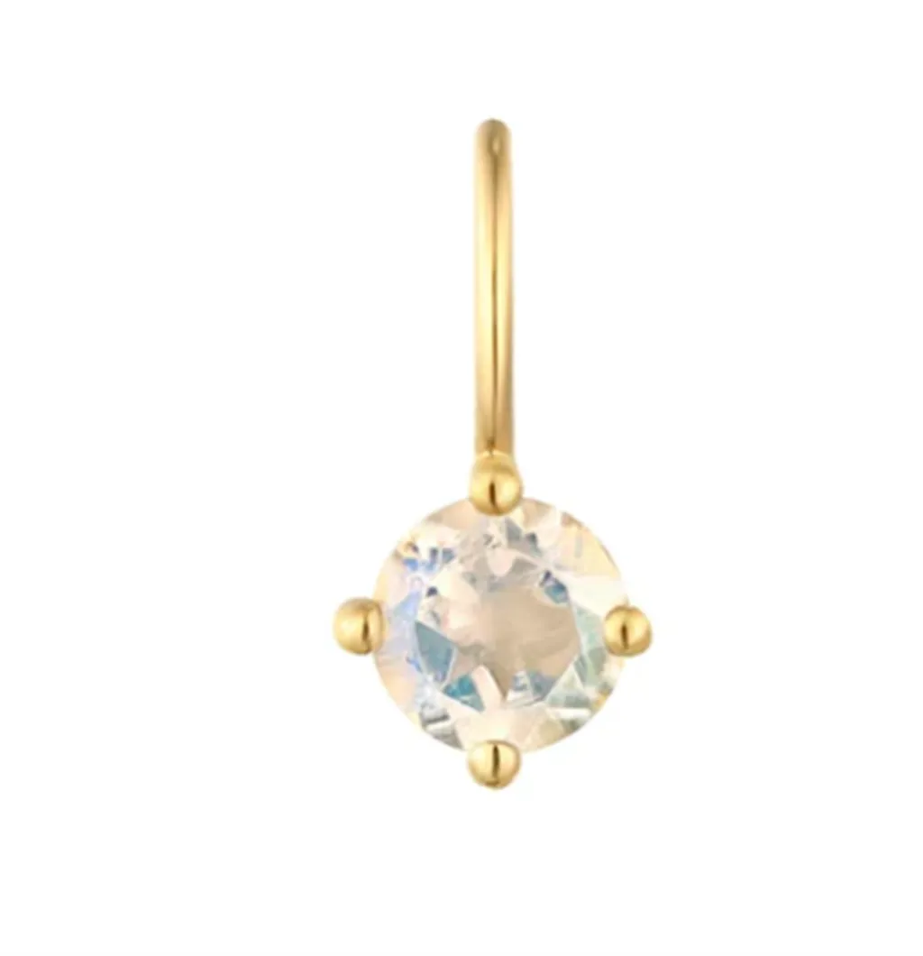 14K Yellow Gold Round Moonstone Solitaire Charm by Aurelie Gi