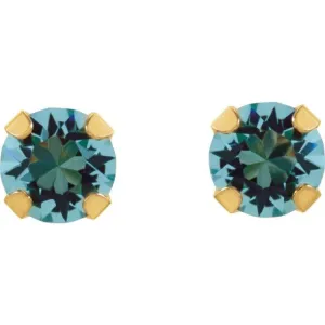 14K Yellow Imitation Aquamarine Inverness® Piercing Earrings