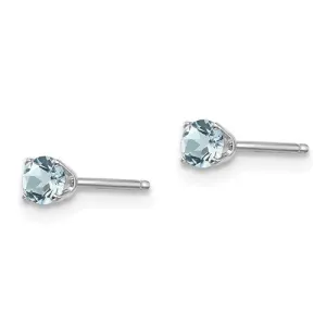 14KT GOLD 0.20 CTW ROUND AQUAMARINE EARRINGS