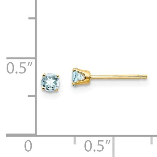 14KT GOLD 0.20 CTW ROUND AQUAMARINE EARRINGS