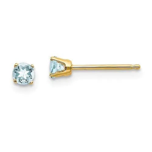 14KT GOLD 0.20 CTW ROUND AQUAMARINE EARRINGS