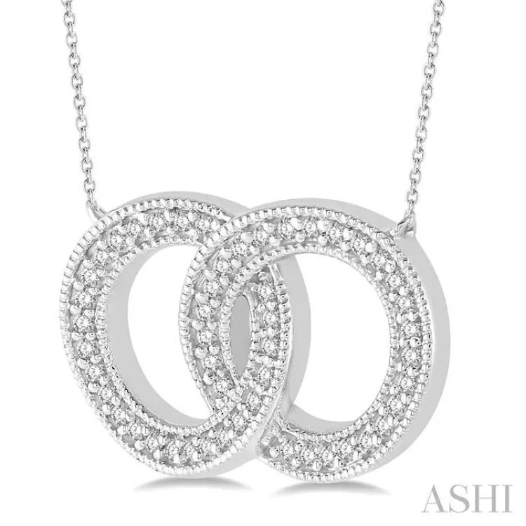 1/5 Ctw Interlocked Double Circle Pendant With Link Chain in 10K White Gold