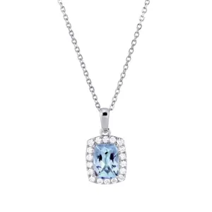 18ct White Gold 0.79ct Aquamarine And 0.19ct Diamond Necklace