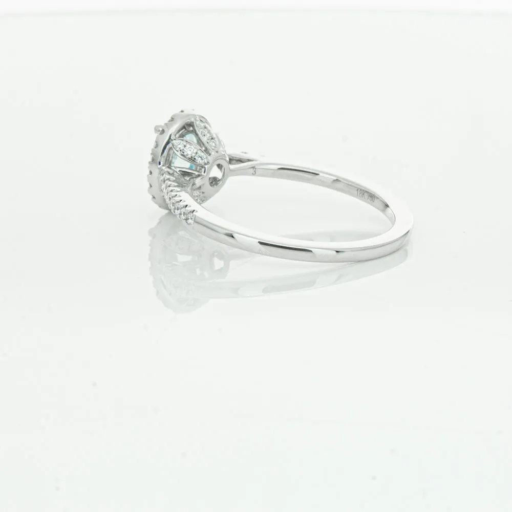 18ct White Gold .74ct Aquamarine & Diamond Mini Sierra Ring