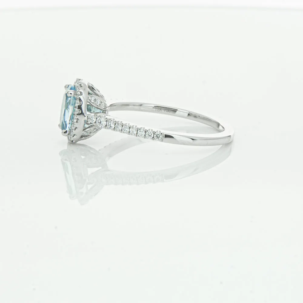 18ct White Gold .74ct Aquamarine & Diamond Mini Sierra Ring