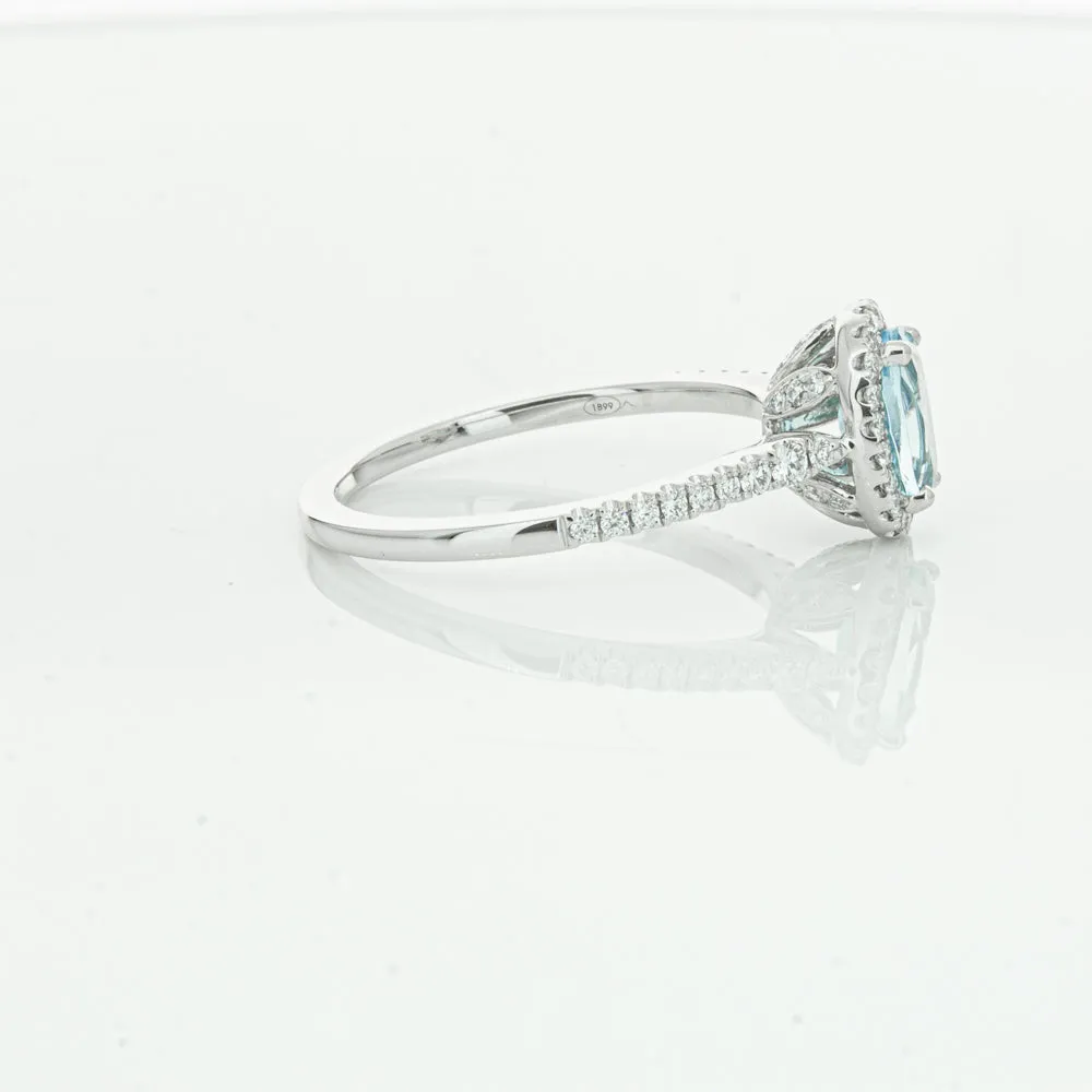 18ct White Gold .74ct Aquamarine & Diamond Mini Sierra Ring