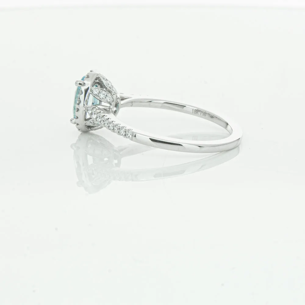 18ct White Gold .74ct Aquamarine & Diamond Mini Sierra Ring