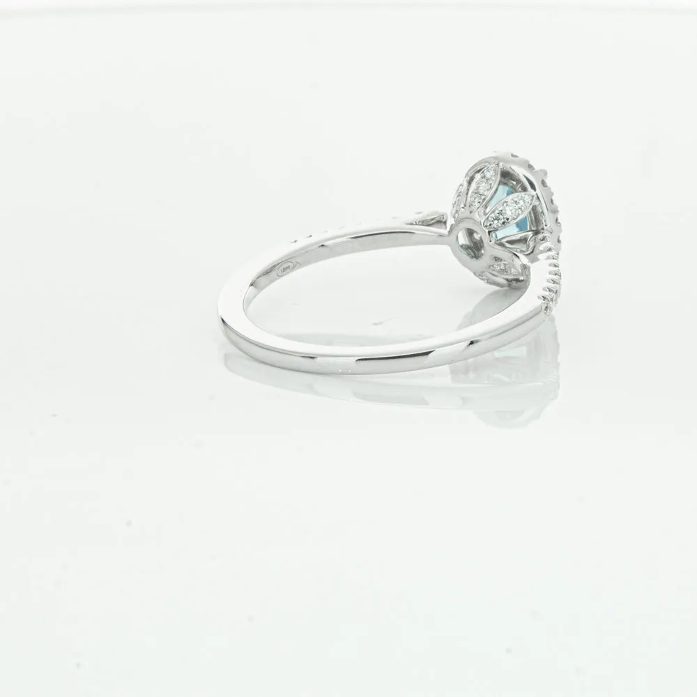 18ct White Gold .74ct Aquamarine & Diamond Mini Sierra Ring