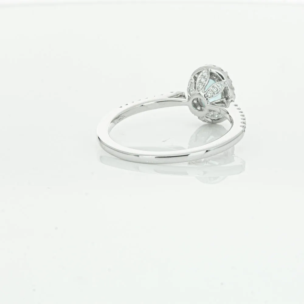 18ct White Gold .74ct Aquamarine & Diamond Mini Sierra Ring