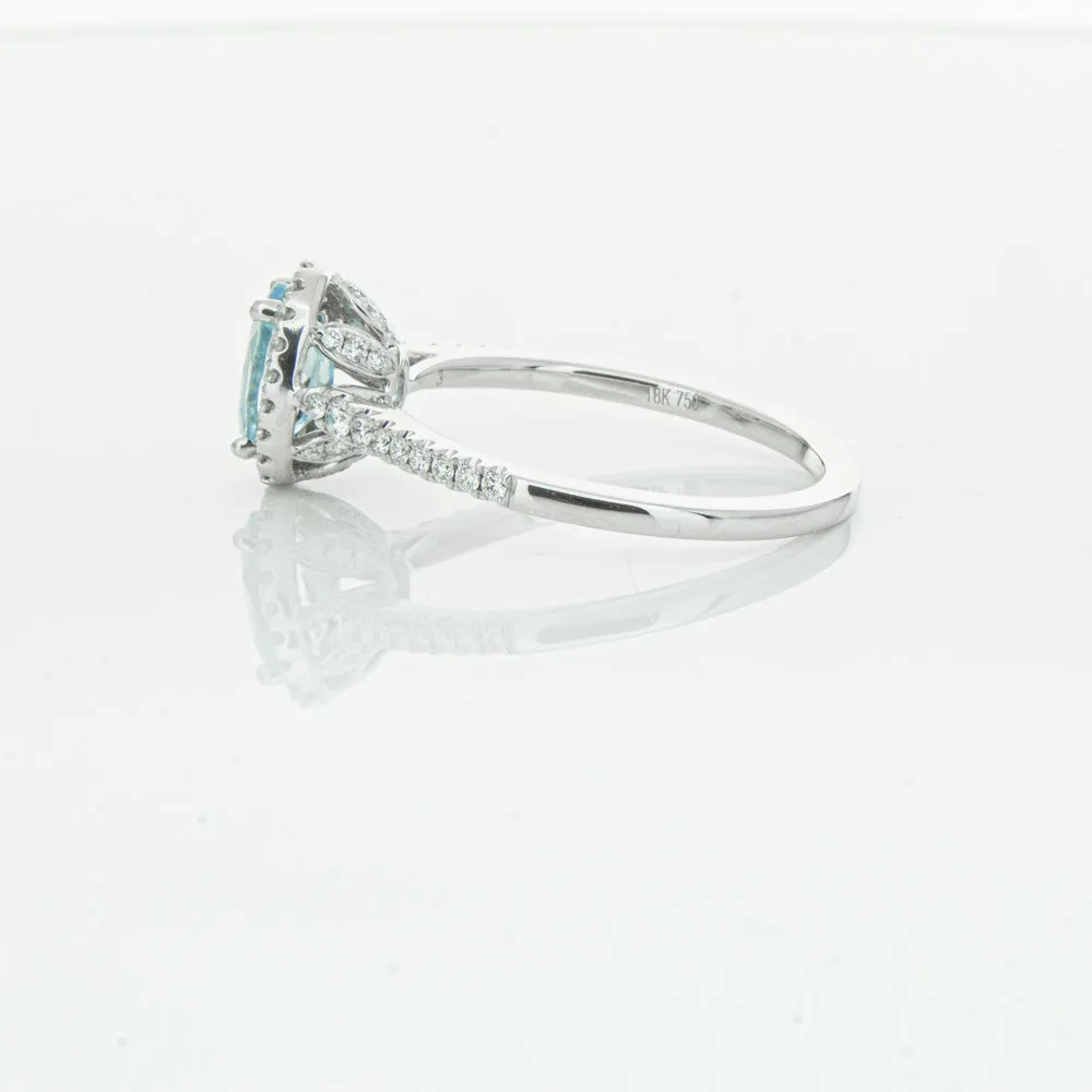 18ct White Gold .74ct Aquamarine & Diamond Mini Sierra Ring