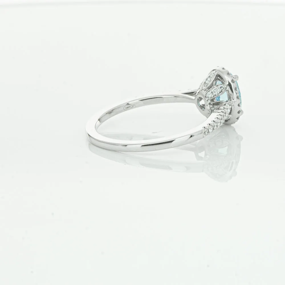 18ct White Gold .74ct Aquamarine & Diamond Mini Sierra Ring