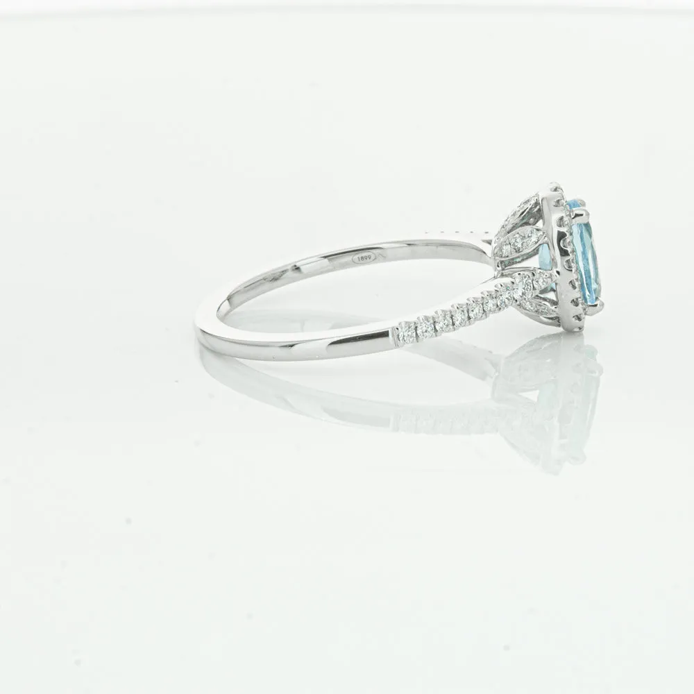 18ct White Gold .74ct Aquamarine & Diamond Mini Sierra Ring