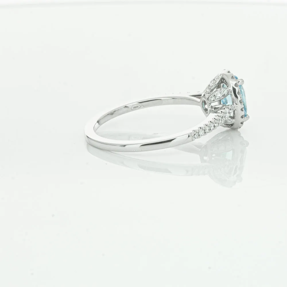 18ct White Gold .74ct Aquamarine & Diamond Mini Sierra Ring