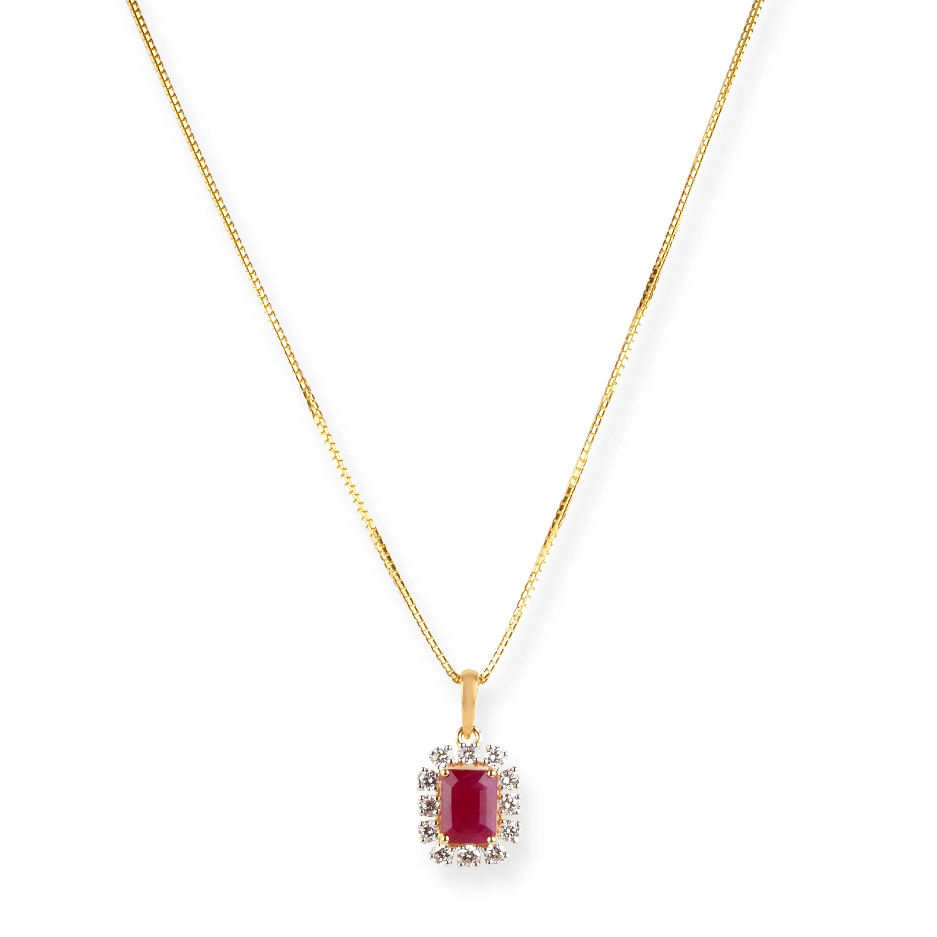 18ct Yellow Gold Diamond and Ruby Pendant Suite CH-11196 MCS7685 MCS7686