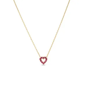 18K YELLOW GOLD TINY TREASURES RUBY AND DIAMOND REVERSIBLE HEART NECKLACE