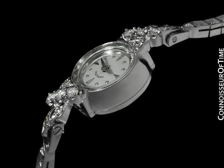 1960's Vintage Ladies Hamilton Watch - 14K White Gold & Diamonds