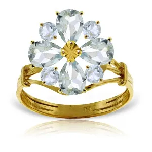 2.43 Carat 14K Solid Yellow Gold Ring Natural Aquamarine