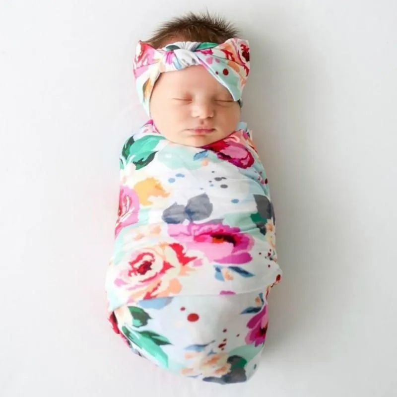 3-piece Floral Printed Baby Photographic Clothing & Hat & Headband