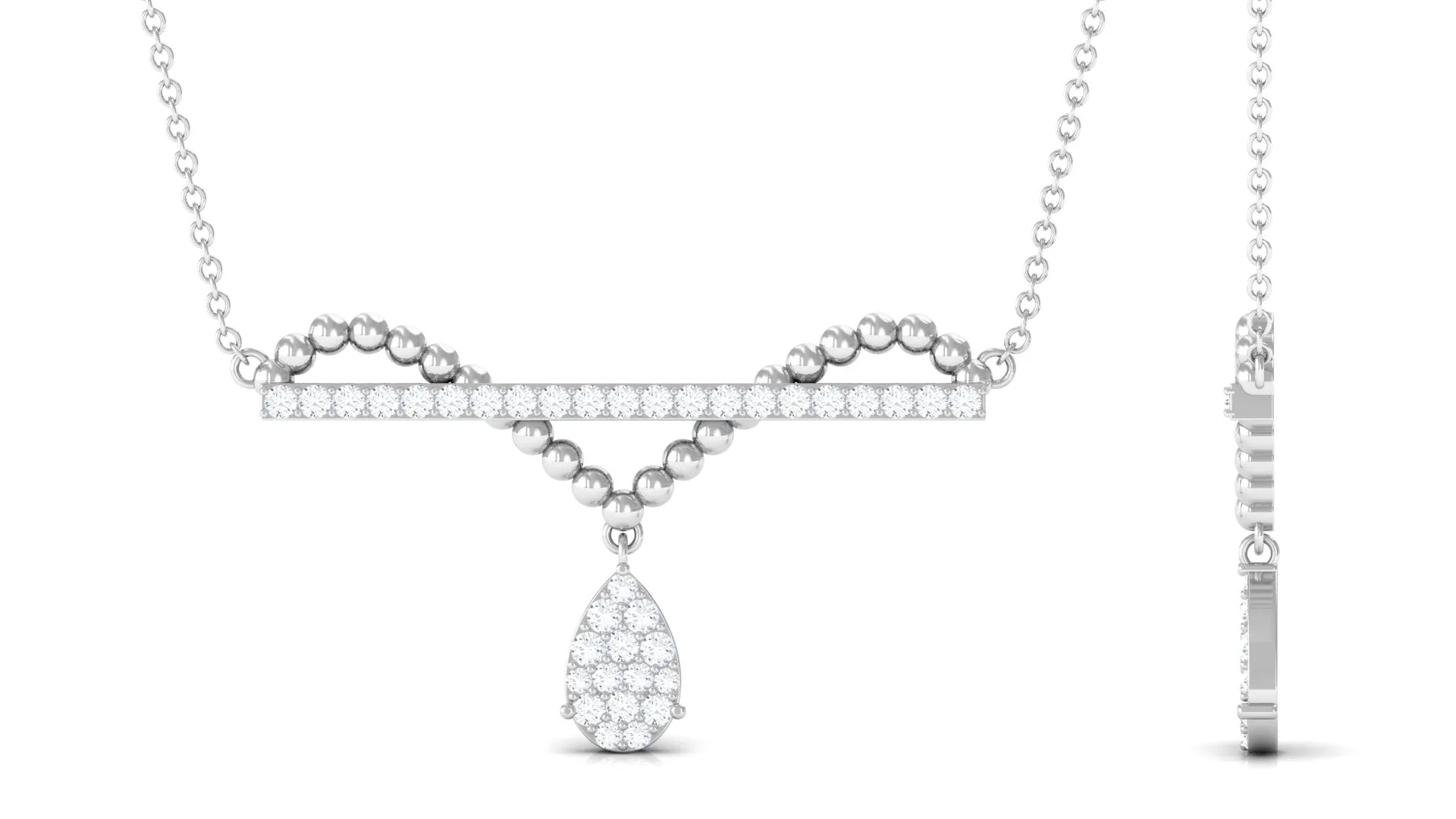 3/4 CT Designer Moissanite Bar Drop Necklace in Pave Setting