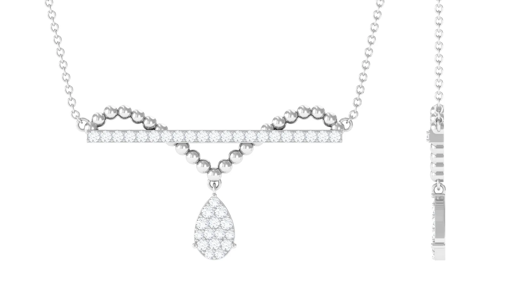 3/4 CT Designer Moissanite Bar Drop Necklace in Pave Setting