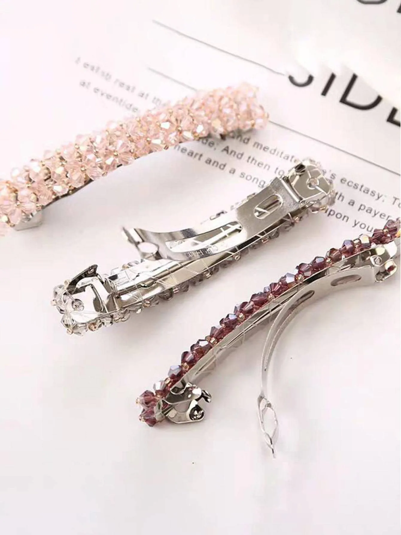 4pcs Crystal Decor Hair Clip for Women Barrette Styling Hair Accessories