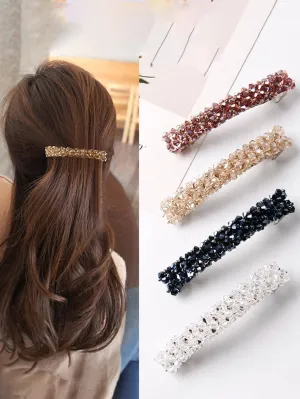 4pcs Crystal Decor Hair Clip for Women Barrette Styling Hair Accessories