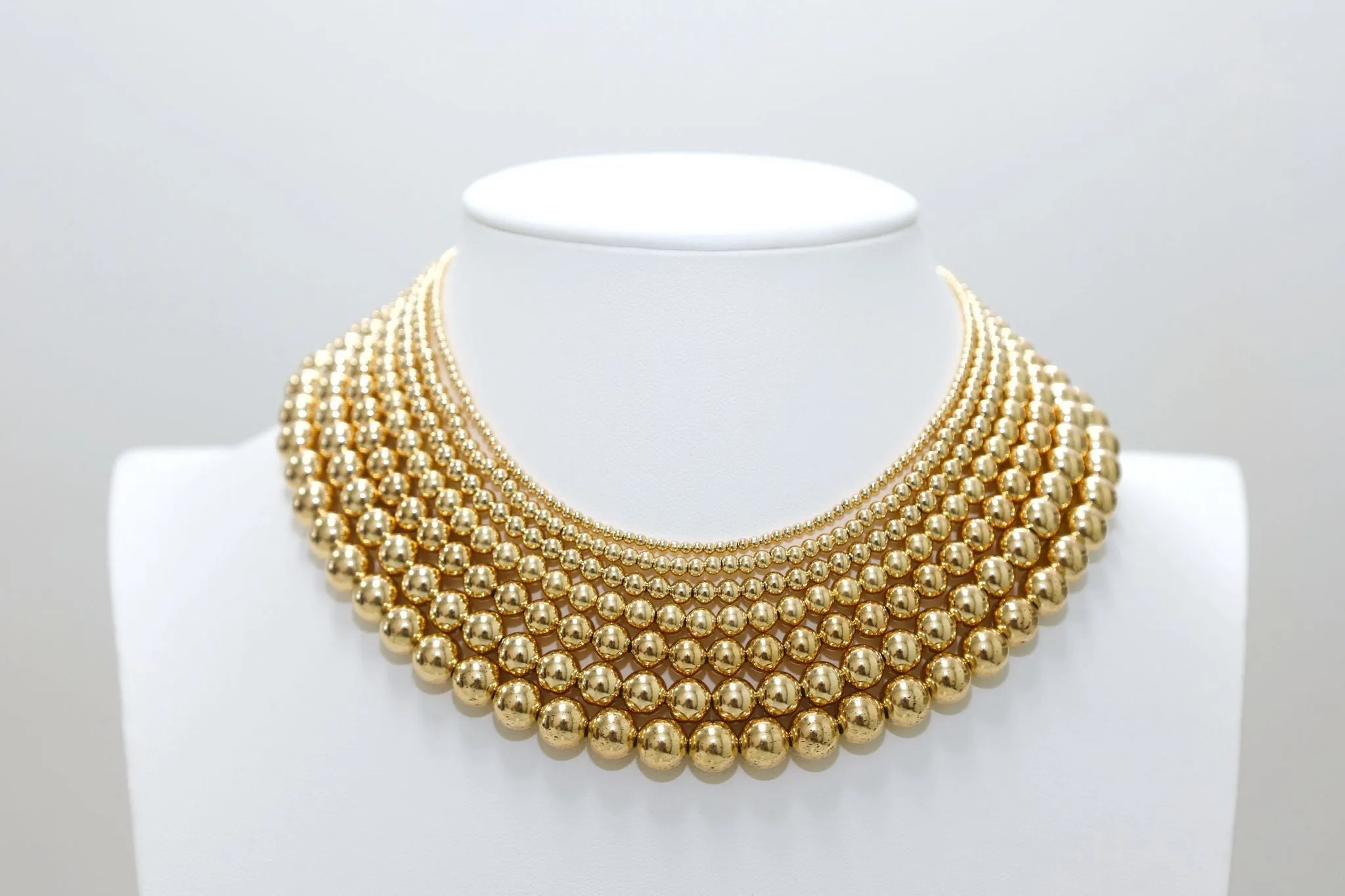 5MM 14K Gold-Filled Ball Beaded Choker/Necklace