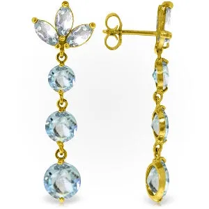 8.7 Carat 14K Solid Yellow Gold Dangling Earrings Natural Aquamarine