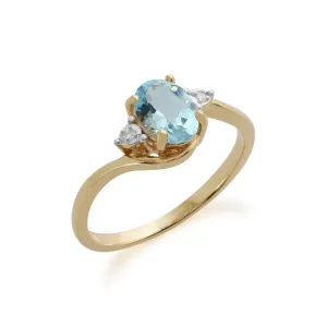 9 karat Gelbes Gold Aquamarin & Diamant Ringe