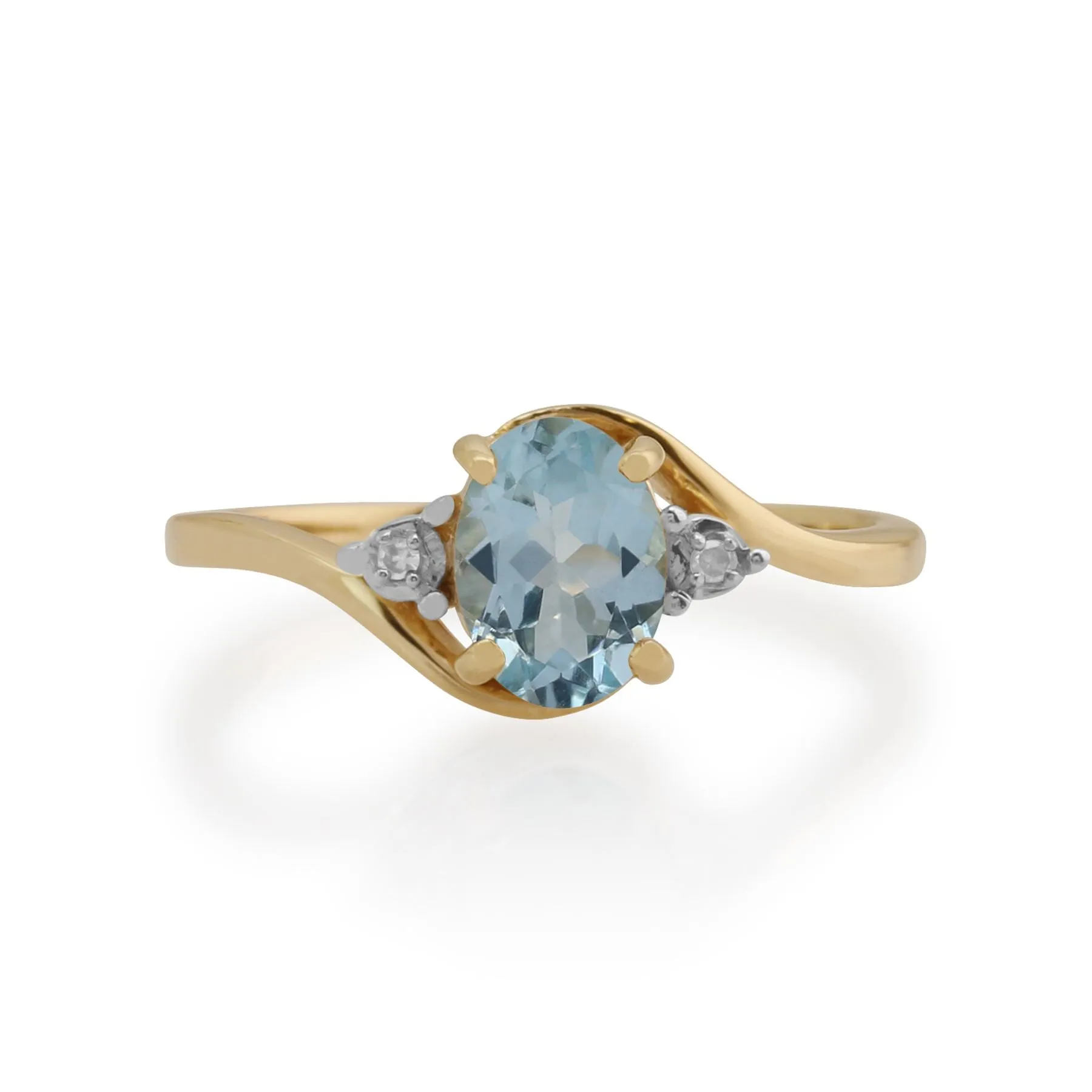 9 karat Gelbes Gold Aquamarin & Diamant Ringe