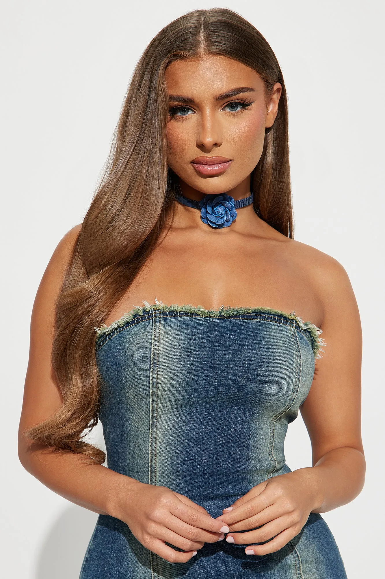 90s Babe Floral Choker  - Dark Wash