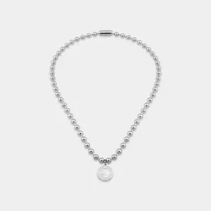 90's Chunky Ball Chain Choker - Silver / White